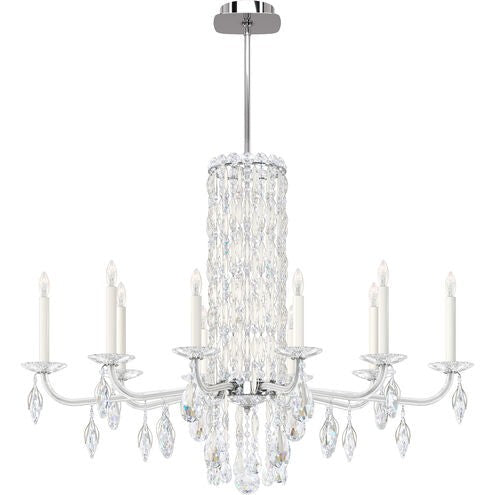 Cascading Metal Disc and Crystal Drop Wide Chandelier