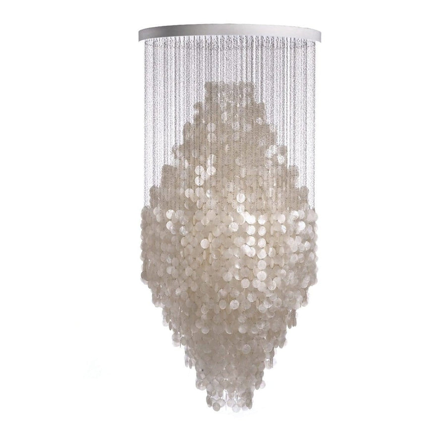 Cascading Mother-of-Pearl Disc Tiered Chandelier