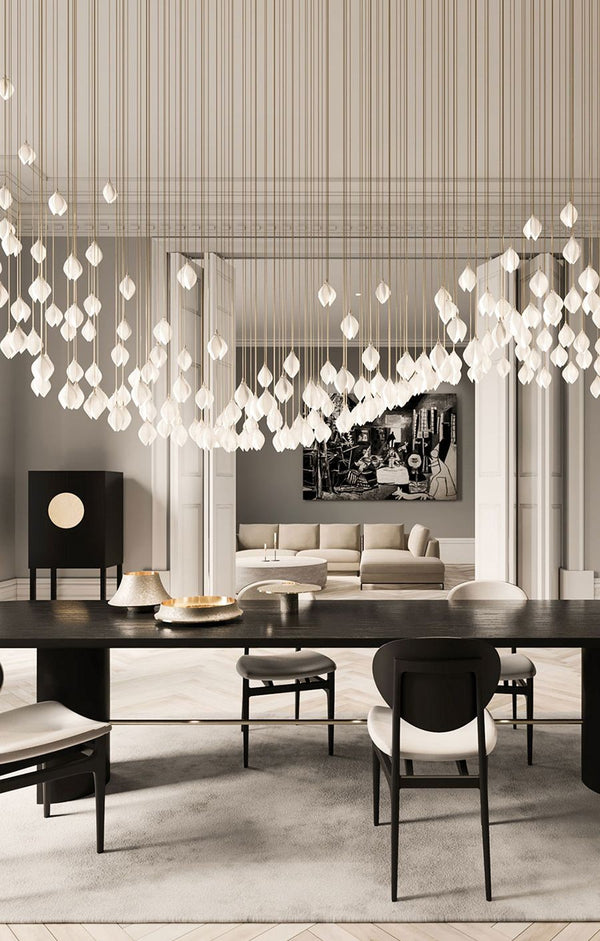 Cascading Porcelain Bud Cluster Chandelier