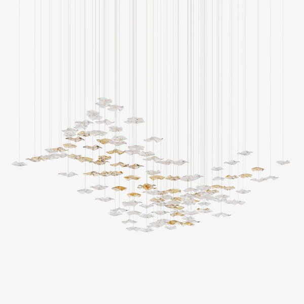 Cascading Spiral Blown Glass Bubble Chandelier