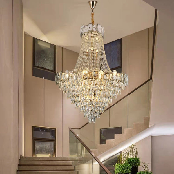 Cascading Tiered Crystal Round Chandelier