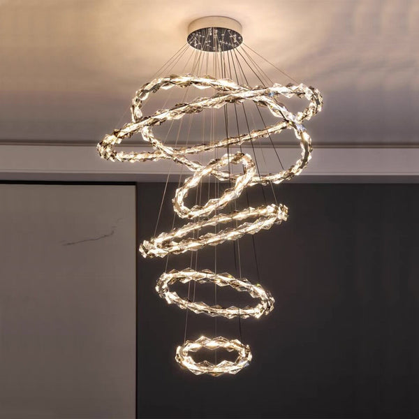 Cascading Tiered Ring Crystal Chandelier