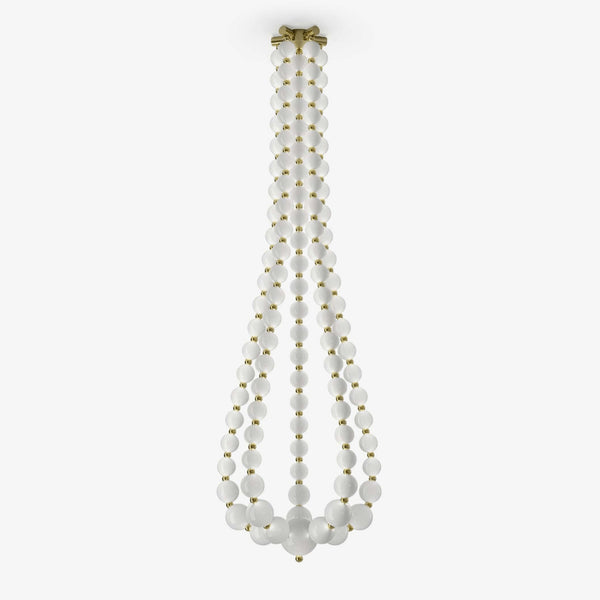 Cascading White Acrylic Sphere Strand Chandelier