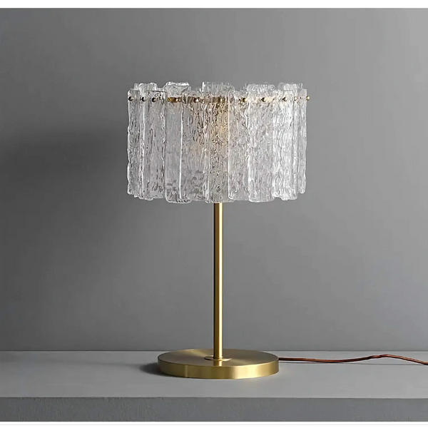 Cast Glass Ring Shade Brass Table Lamp
