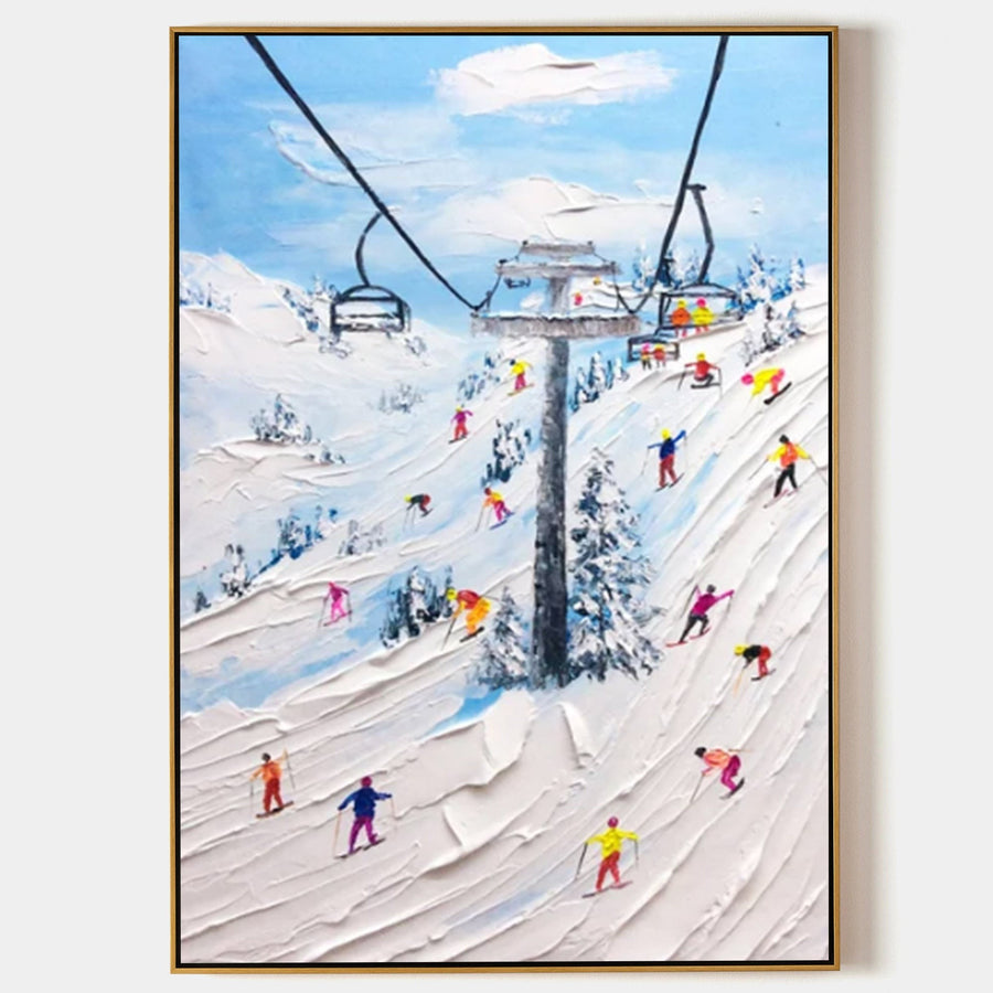 Chairlift Above Bright Ski Slopes