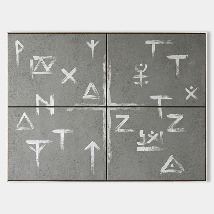 Chalk Runes on Concrete Gray