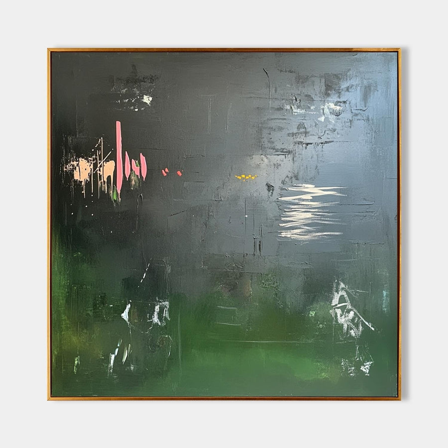 Charcoal and Moss Green Abstract