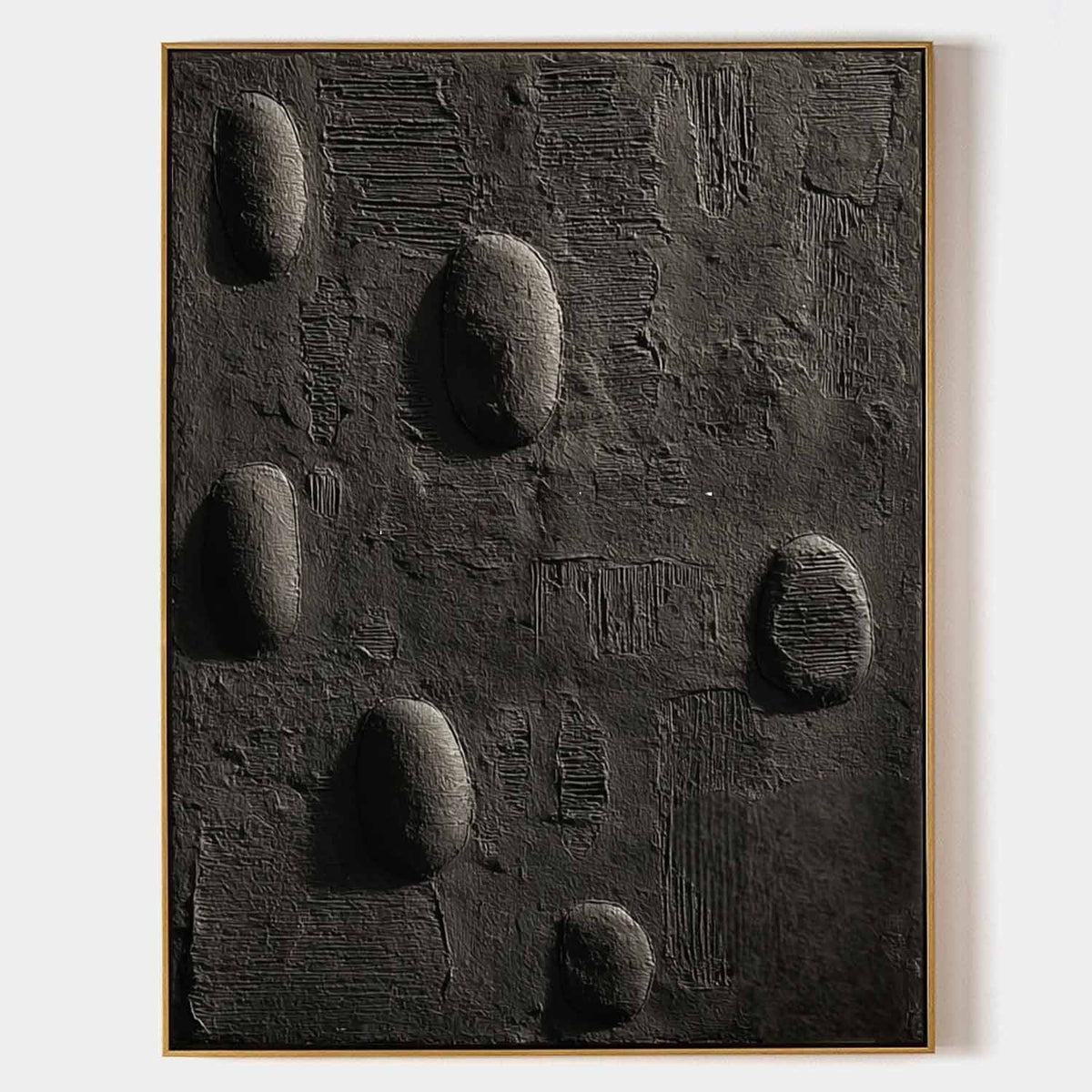 Charcoal Stones in Carved Relief