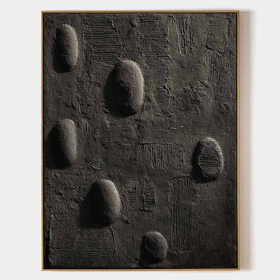 Charcoal Stones in Carved Relief