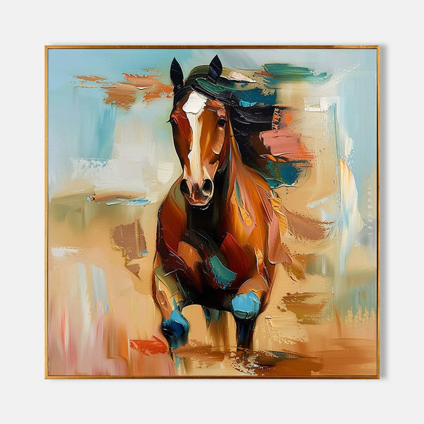 Chestnut Horse Charging Through Color