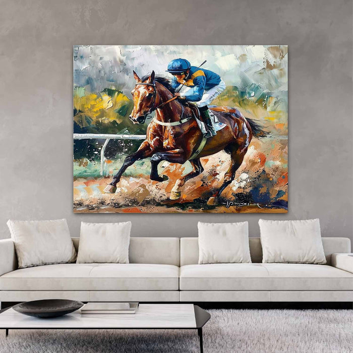 Chestnut Racehorse in Full Stride