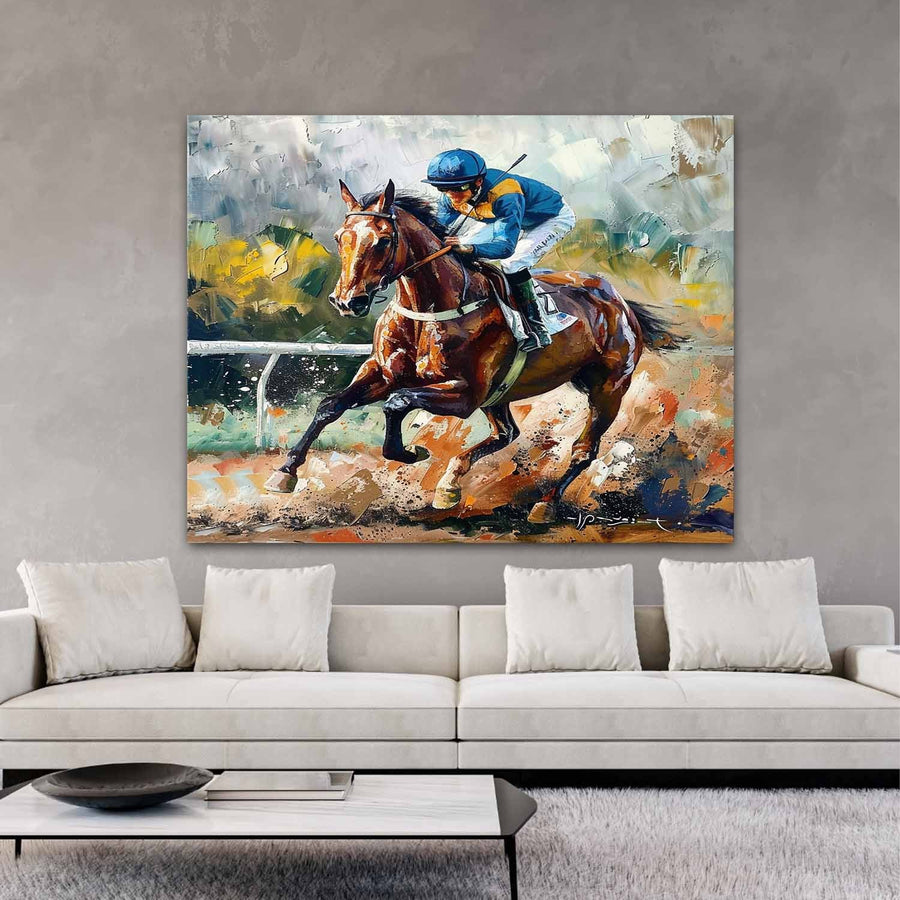 Chestnut Racehorse in Full Stride