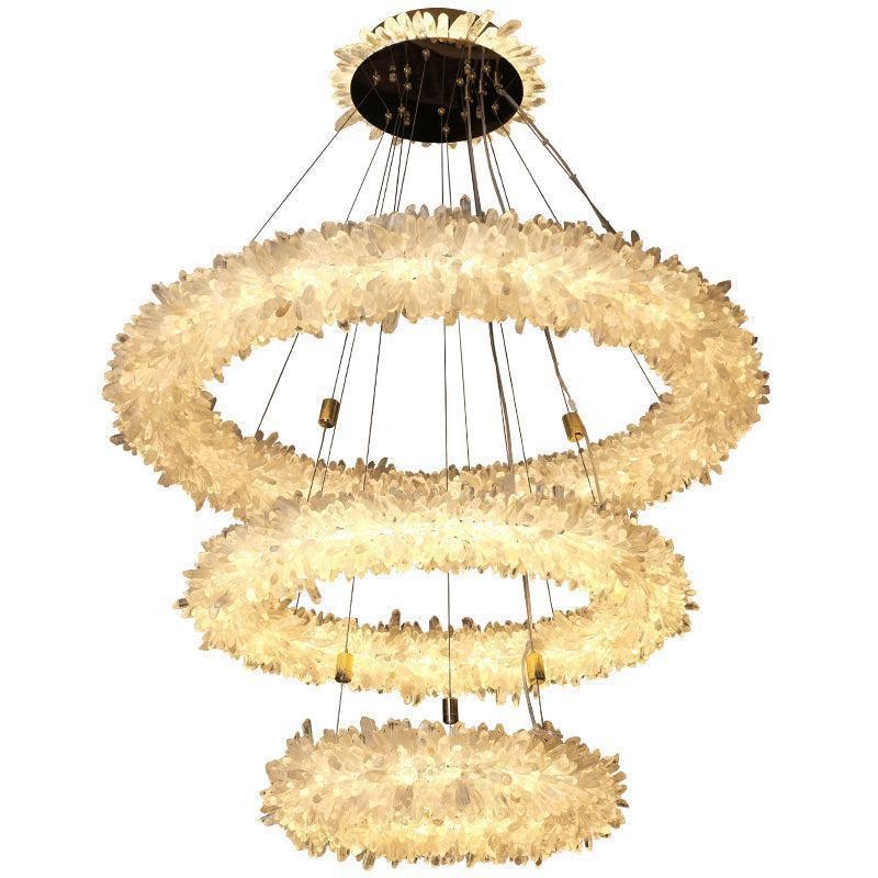 Chrome Halo Ring Rock Quartz Crystal Chandelier