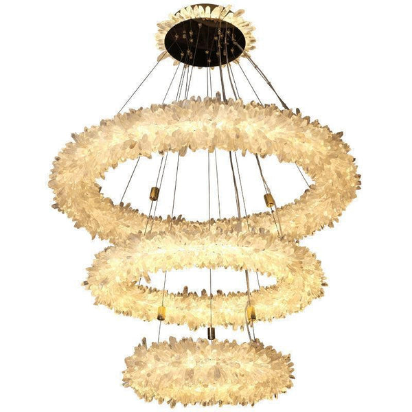 Chrome Halo Ring Rock Quartz Crystal Chandelier