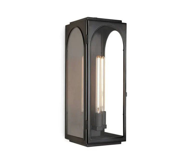 Classical Brass and Clear Glass Lantern Wall Sconce