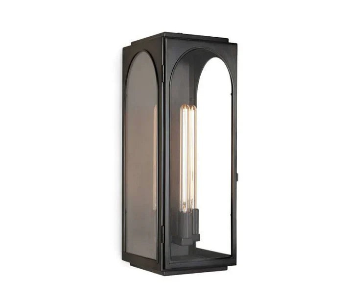 Classical Brass and Clear Glass Lantern Wall Sconce