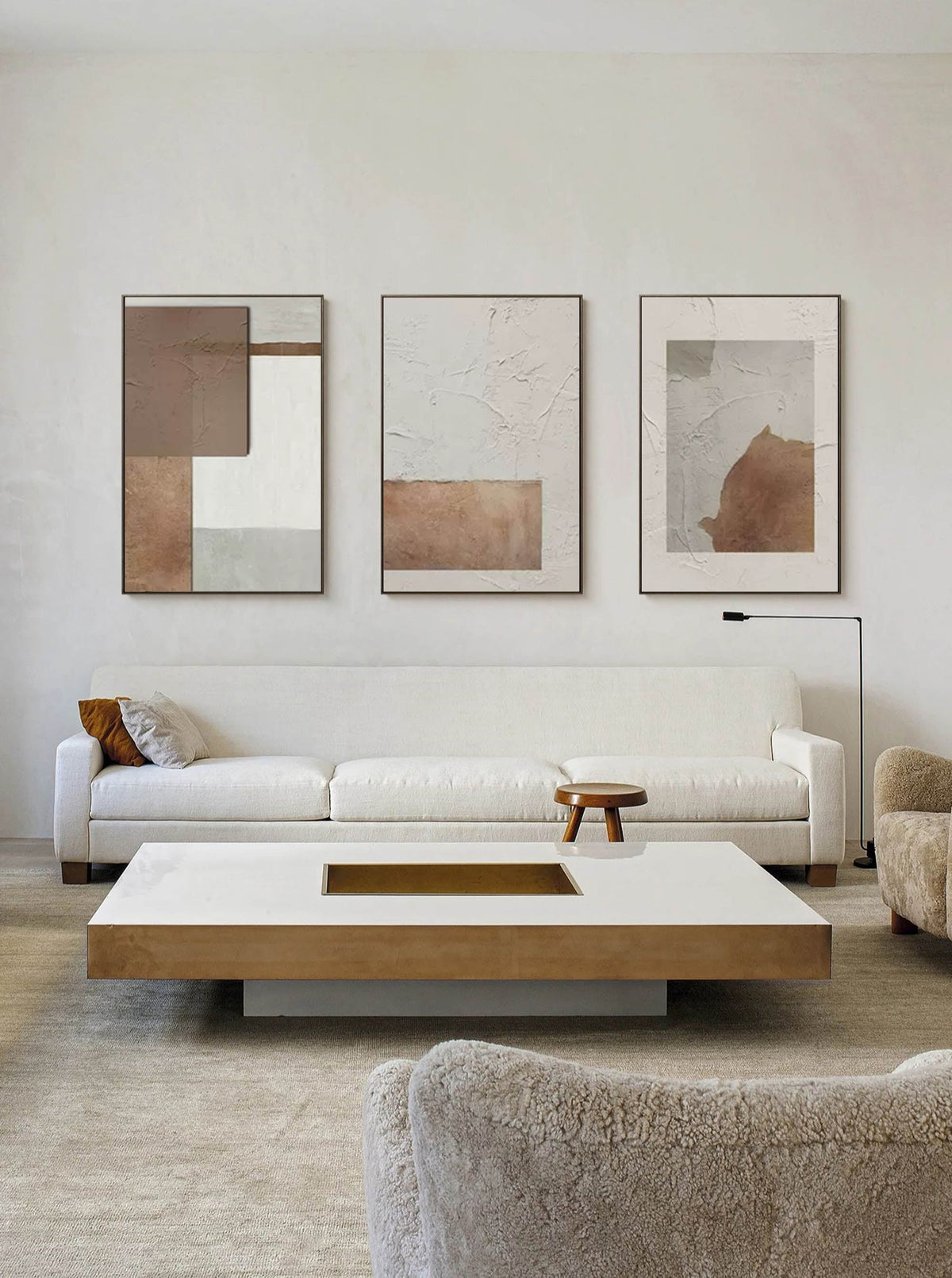 Clay and Stone Abstract Triptych