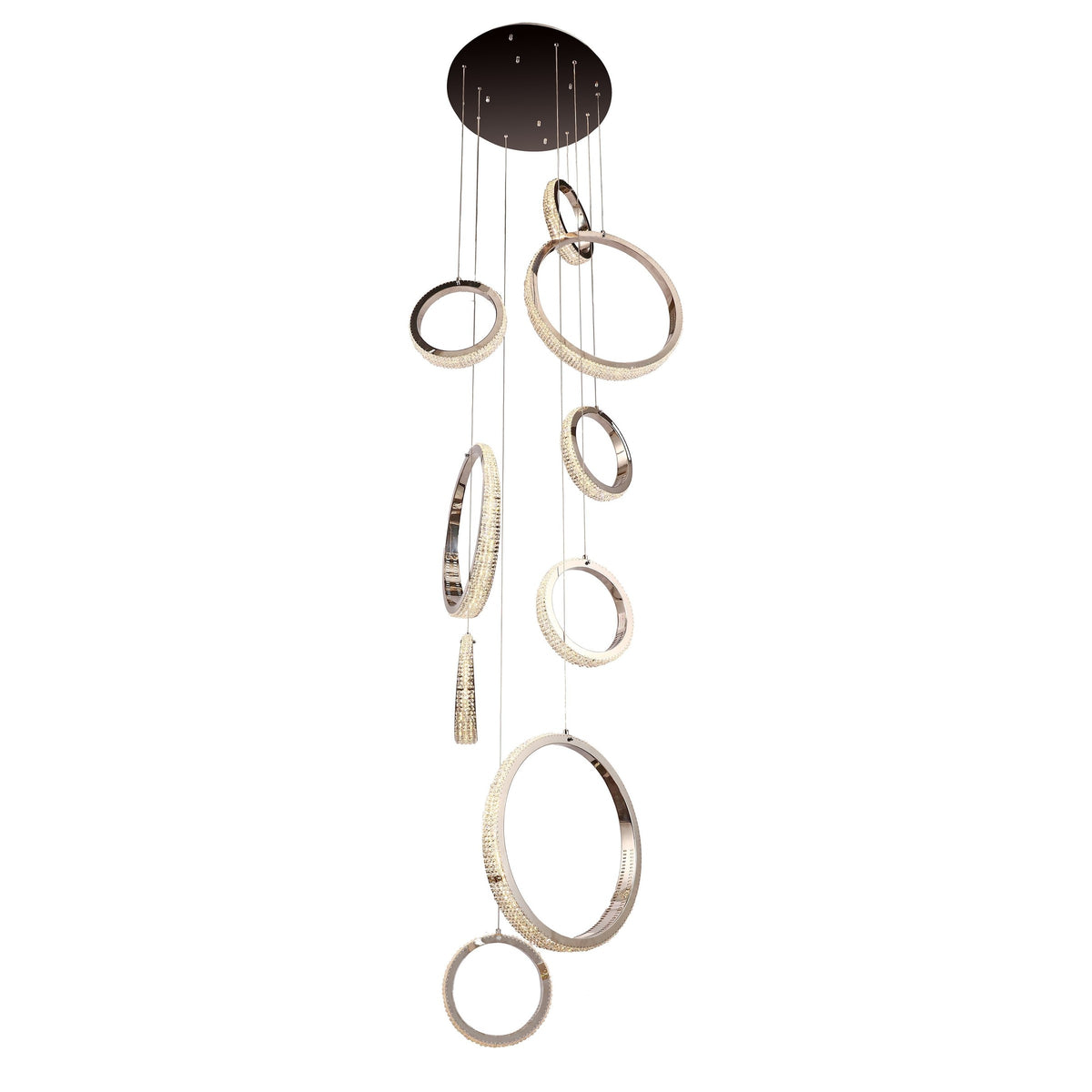 Clear Crystal Ring Cluster Pendant with Champagne Gold Frame