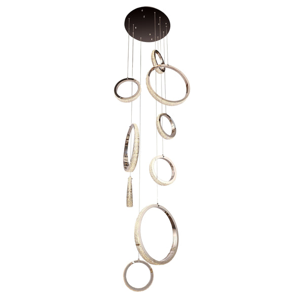 Clear Crystal Ring Cluster Pendant with Champagne Gold Frame