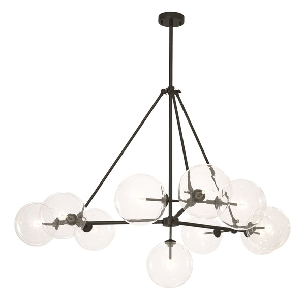 Clear Glass Globe Cluster Bronze Chandelier