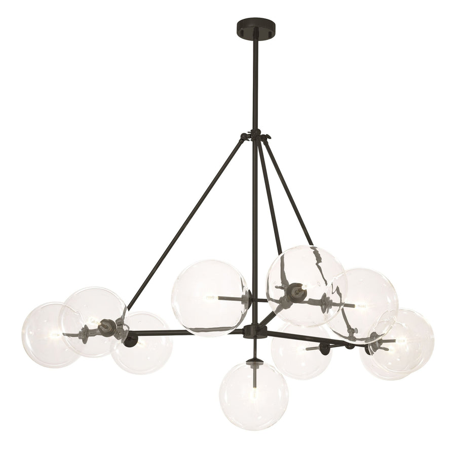 Clear Glass Globe Cluster Bronze Chandelier