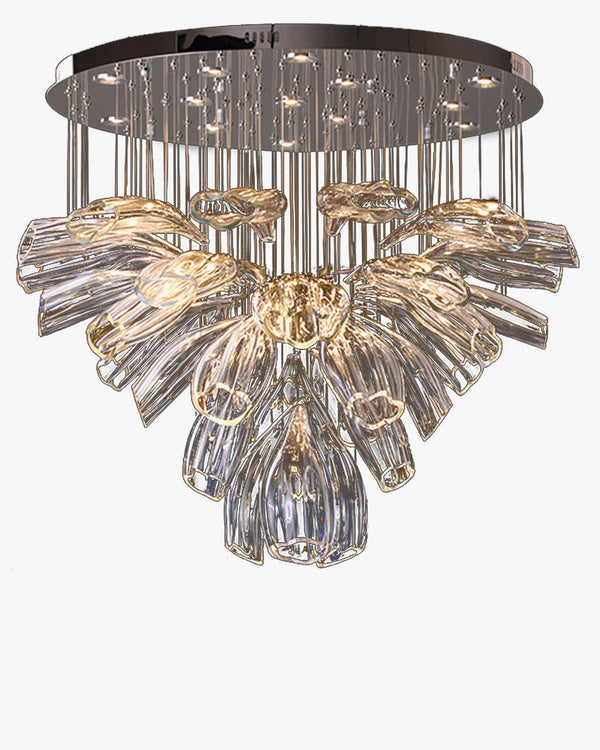 Clear Glass Petal Cluster Chrome Chandelier