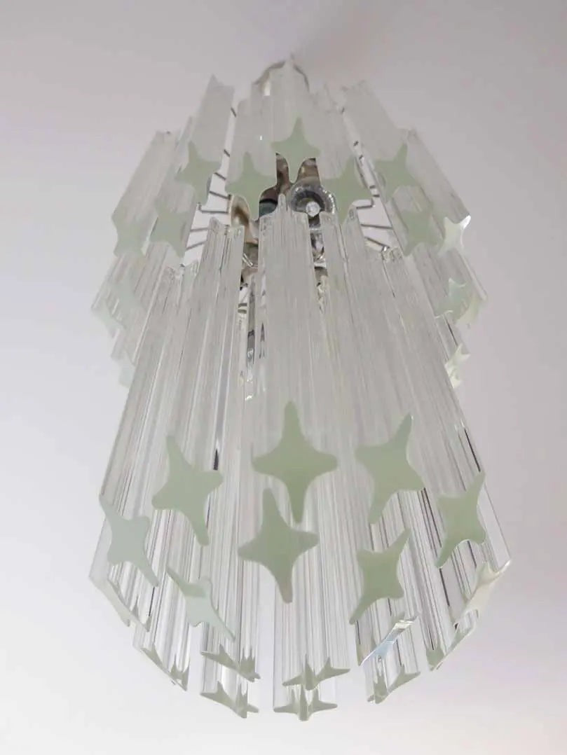 Clear Glass Prism Cluster Chandelier with Brass
