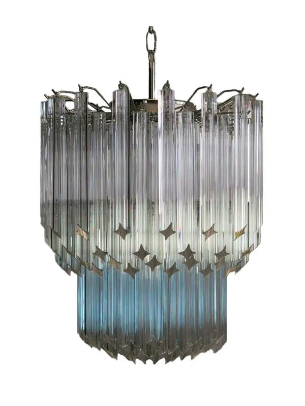 Clear Glass Prism Cluster Iron Chandelier