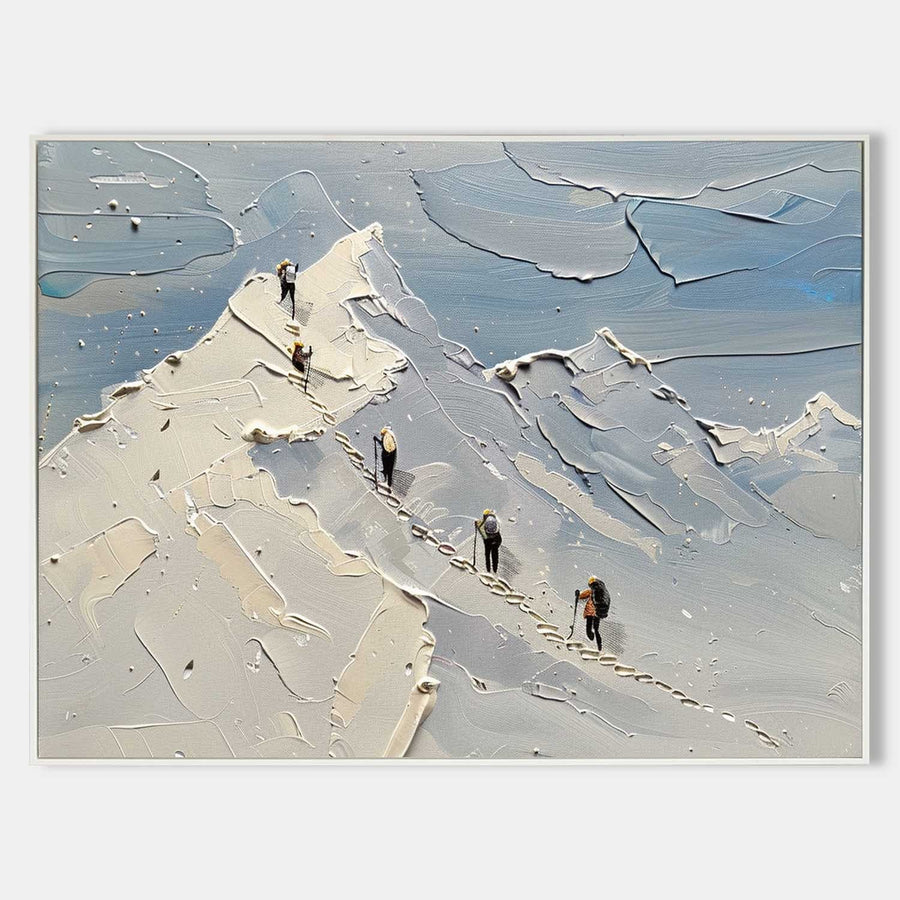 Climbers on a Snowy Ridge