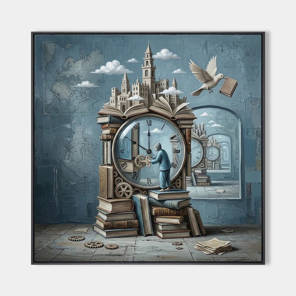 Clockwork Library Beneath a Paper Castle