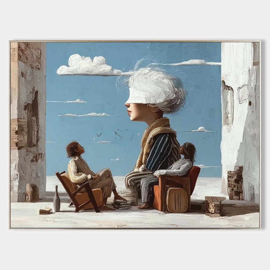Cloud-Crowned Dreamer Between Walls