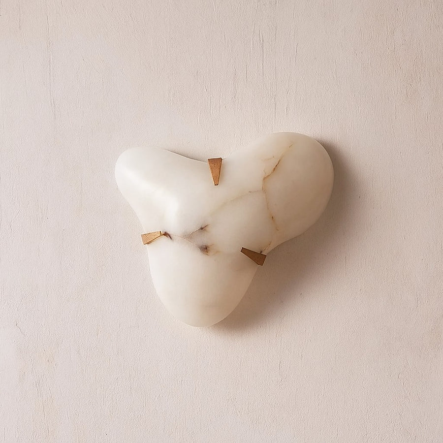 Cloud Shaped Alabaster Panel Wall Sconce with Brass Brackets