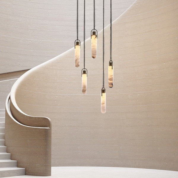 Clustered Alabaster Globe and Vintage Brass Chandelier