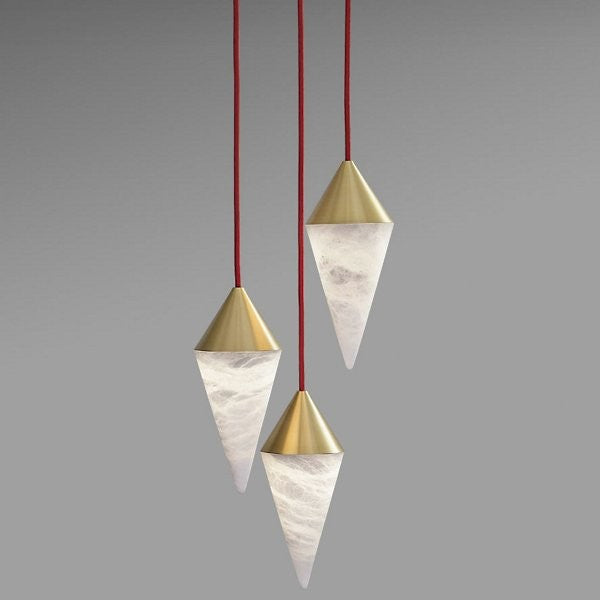 Clustered Alabaster Lantern Shade Metal Chandelier
