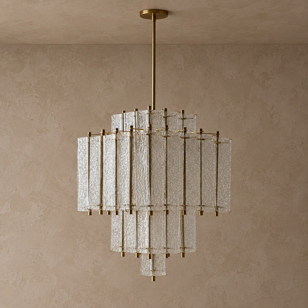 Clustered Blown Glass and Solid Brass Chandelier