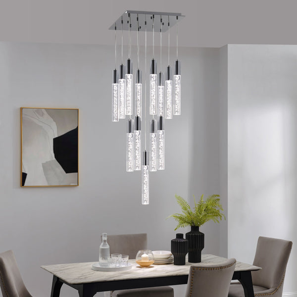 Clustered Bubble Acrylic Cylinder Chandelier