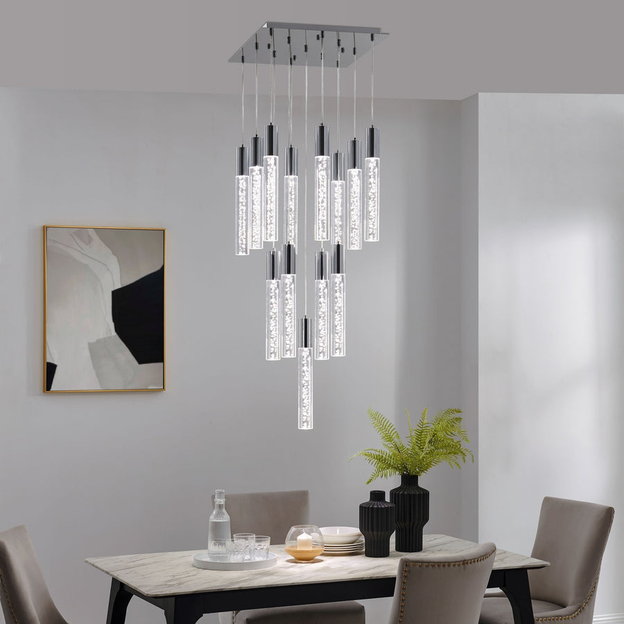 Clustered Bubble Acrylic Cylinder Chandelier