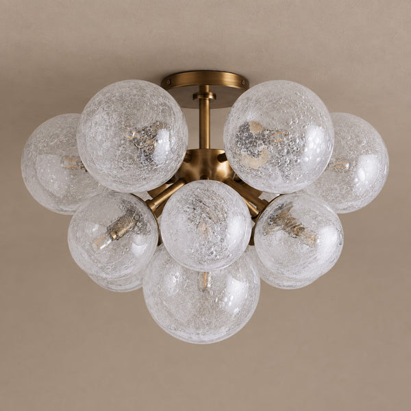 Clustered Bubble Glass Globe Brass Flush Mount