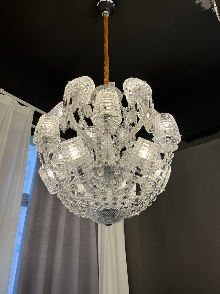 Clustered Clear Crystal and Chrome Chandelier