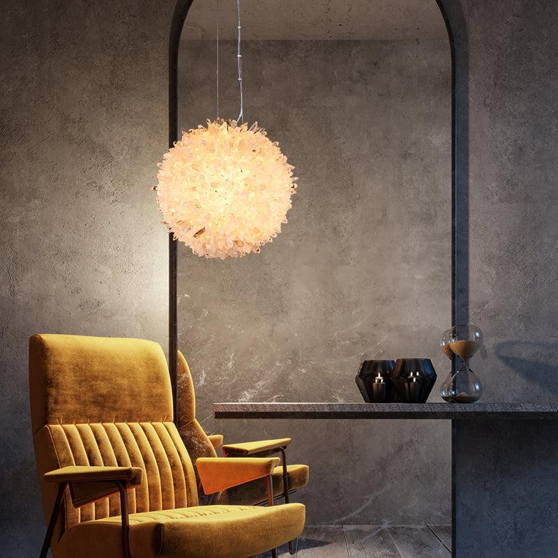 Clustered Crystal Globe Pendant with Chrome Frame