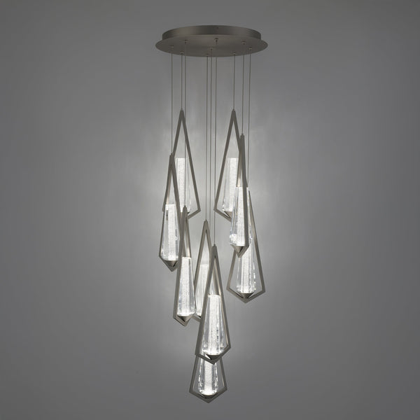 Clustered Crystal Taper Brass Chandelier