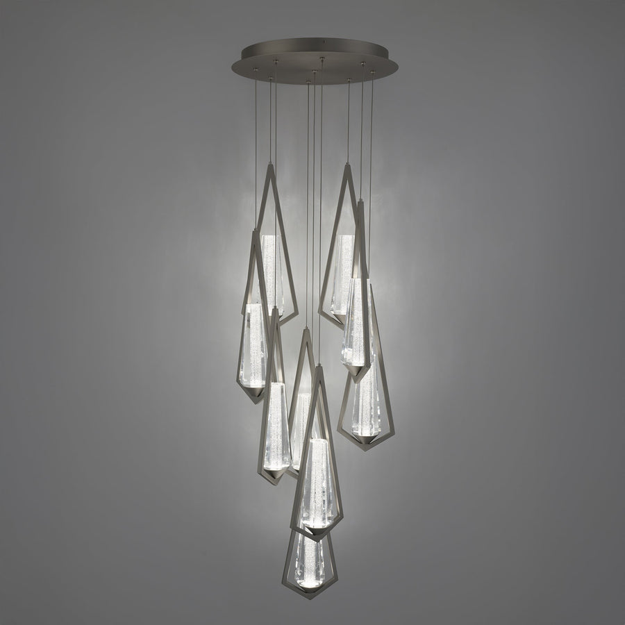 Clustered Crystal Taper Brass Chandelier