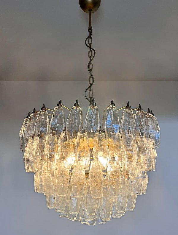 Clustered Faceted Clear Glass Chandelier