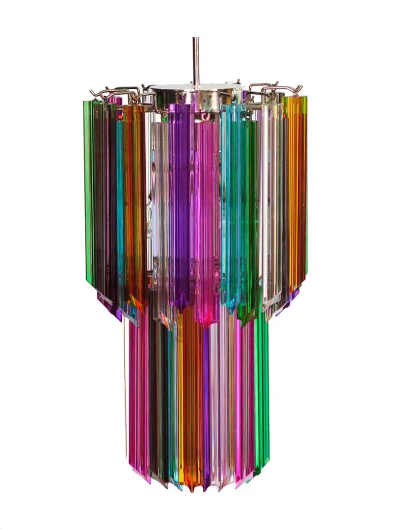 Clustered Glass Prism and Brass Chandelier