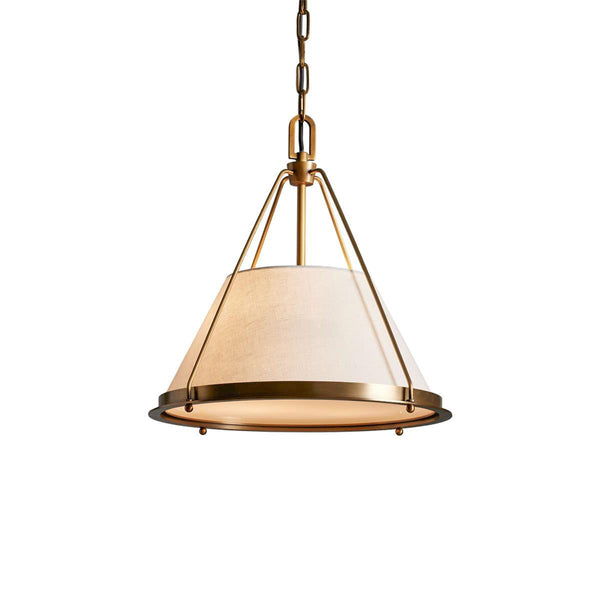 Clustered Linen Shade and Brass Pendant