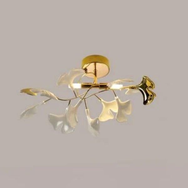 Clustered White Ceramic Globe and Brass Chandelier