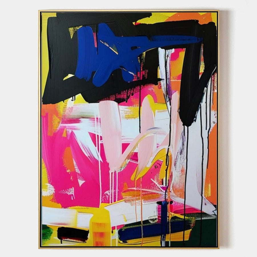 Cobalt and Fuchsia Gestural Abstract