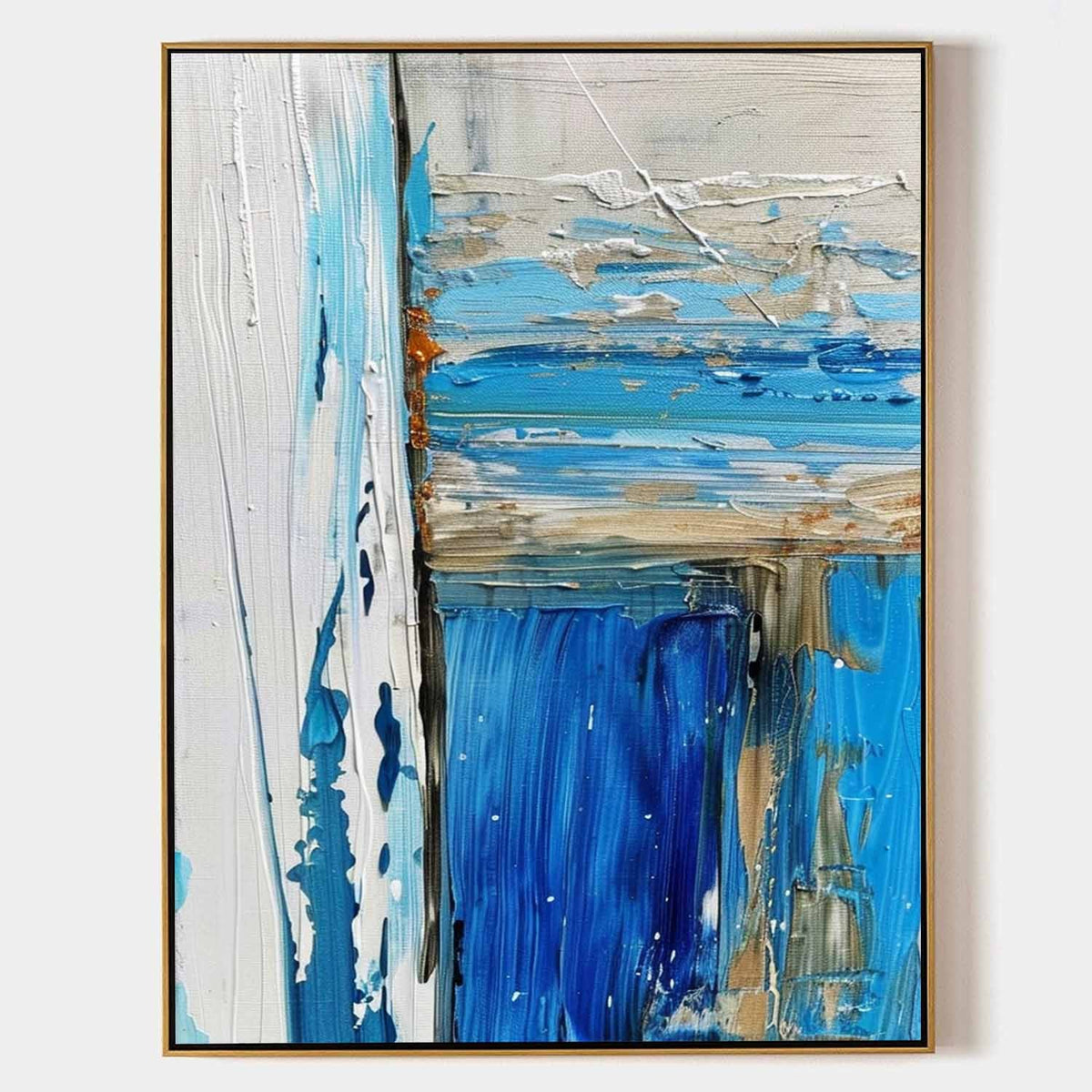 Cobalt and Sand Textured Abstract