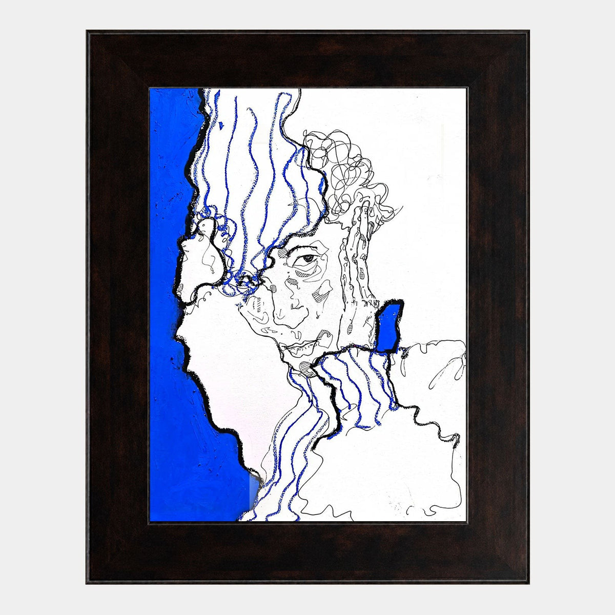 Cobalt Line Portrait Abstraction