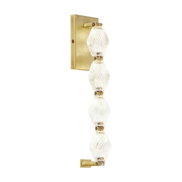 Compact Faceted Crystal Column Wall Sconce